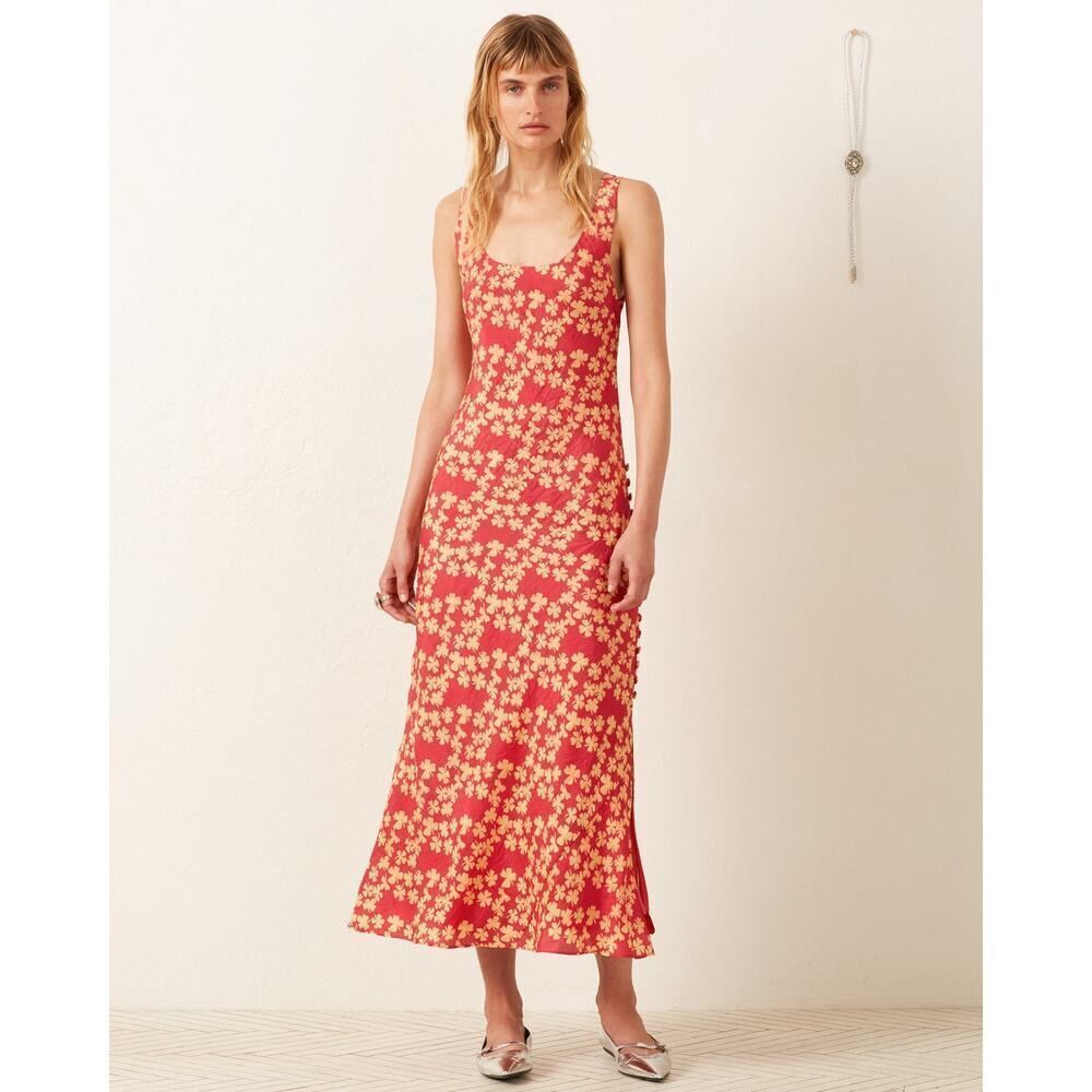 ALIX Of BOHEMIA silk Adele Crimson Clover Dress XS"